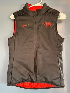 Nike Black & Orange OSU Beavers Reversible Quilted Vest
